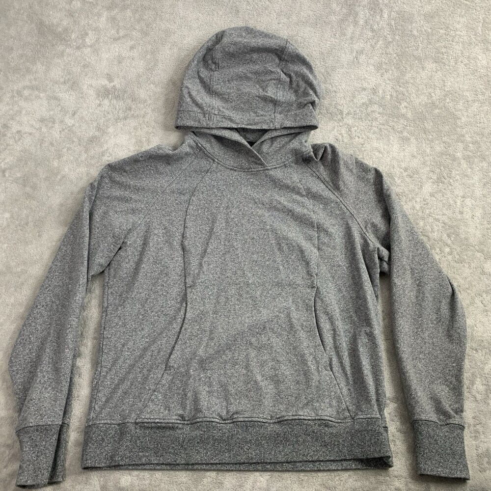 Lululemon Hoodie Women Size 6 Scuba Pullover Heathered Speckled Black Athleisure